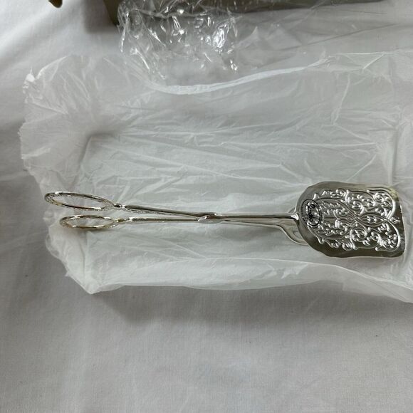 Studio Silversmiths Silver Plated 8" Cake Tong Pastry Serving Ornate New In Box - Picture 6 of 9